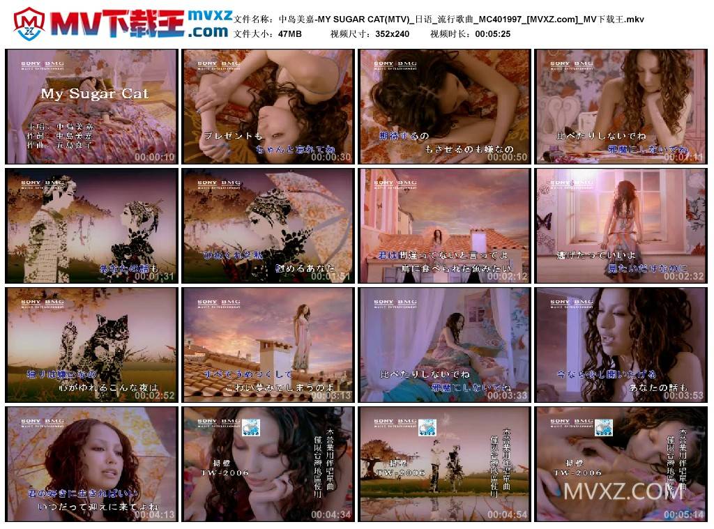 中岛美嘉-MY SUGAR CAT(MTV)_日语_流行歌曲_MC401997